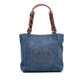 Small CC Stitched Denim Tote