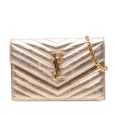 Chevron Leather Monogram Envelope Chain Wallet