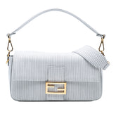 Striped Jersey Baguette Satchel