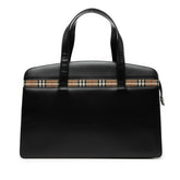 House Check Trimmed Leather Handbag