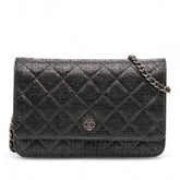 CC Quilted Crinkled Calfskin Wallet On Chain