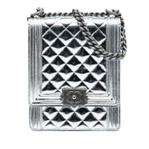 Quilted Metallic Calfskin North South Boy Flap