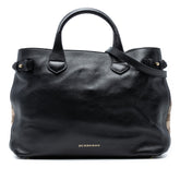 Medium Leather and House Check Banner Satchel