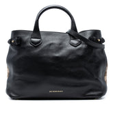 Medium Leather and House Check Banner Satchel