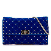 Quilted Velvet Rockstud Spike Wallet on Chain