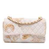 Medium Classic Printed Denim Floral Double Flap