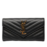 Grain De Poudre Matelasse Chevron Monogram Flap Wallet