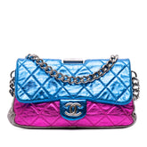 Multicolor Metallic Quilted Calfskin Modern Chain Flap Frame Bag