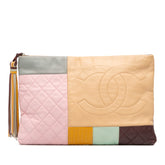 Large Lambskin Colorblock Patchwork O Case