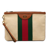 Canvas Interlocking G Web Clutch