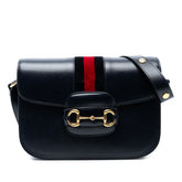 Medium Leather Web 1955 Horsebit Shoulder Bag