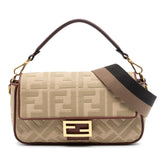 Zucca Embroidered Canvas Baguette Satchel