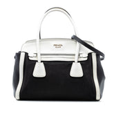 Bicolor Saffiano Cuir Trimmed Canvas Satchel