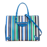 Mini Leather Striped Papier A6 Zip Around Satchel