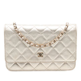 CC Quilted Metallic Lambskin Wallet on Chain