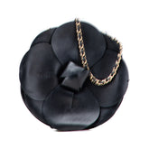 Lambskin and Satin Camellia Flower Evening Bag
