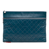 CC Quilted Lambskin Multi Zip Clutch