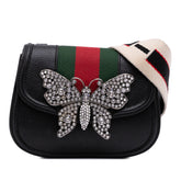 Small Leather Linea Totem Crystal Butterfly Crossbody