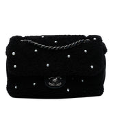 Medium Shearling Pearl Studded Flap