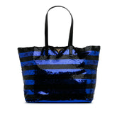 Sequined Satin Stripes Tote