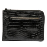 Croc Embossed Leather Clutch