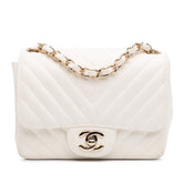 Mini Square Classic Chevron Lambskin Single Flap