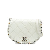 Small Quilted Lambskin Studded Bubble Flap