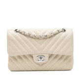 Small Classic Chevron Lambskin Double Flap