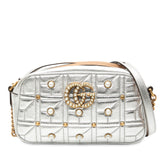 Small GG Marmont Pearl Studded Matelasse Leather Aria Crossbody