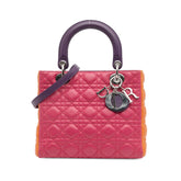 Medium Tricolor Lambskin Cannage Lady Dior