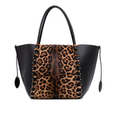 Pony Hair and Leather Leopard Printed Le Hinge Tote