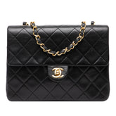 Square Quilted Lambskin Single Flap