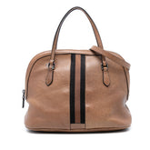 Medium Leather Web Dome Satchel