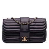 CC Horizontal Quilted Lambskin Double Flap