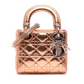 Mini Metallic Crinkled Calfskin Cannage Lady Dior