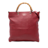 Tall Leather Bamboo Shopper Tote