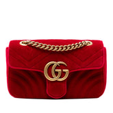 Small GG Marmont Matelasse Velvet Shoulder Bag