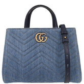 Gucci Pearly GG Marmont Tote Matelasse Denim