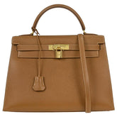 Hermes Kelly Handbag Calf leather with hardware gold