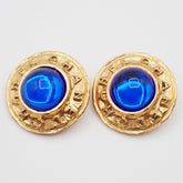 Chanel Vintage Round Clip-On Earrings Metal with Faux Pearl