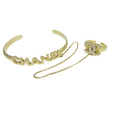Chanel Logo Cuff with CC Ring Metal with Crystal