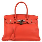 Hermes Birkin Handbag Pink Clemence with Palladium Hardware