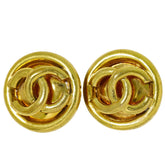 Chanel Vintage Round CC Clip-On Earrings Metal