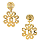 Chanel Vintage CC Flower Cutout Round Clip-On Earrings Metal