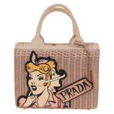 Prada Comic Basket Bag Wicker with Applique