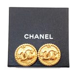Chanel Vintage CC Round Clip-On Earrings Metal