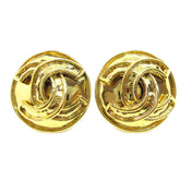 Chanel CC Button Clip-On Earrings Metal
