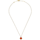 Van Cleef & Arpels Magic Alhambra Pendant Long Necklace 18K Yellow Gold and Carnelian