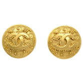 Chanel Vintage Round CC Clip-On Earrings Metal