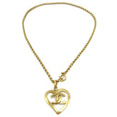 Chanel CC Heart Pendant Necklace Metal